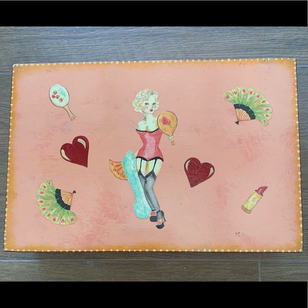 Sassy Handpainted pin up jewelry box!  Brand new!